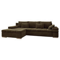 ECKSOFA Bangkok, Seite: Links - Dunkelbraun/Silberfarben, Holz/Textil (310/175cm) - MIRJAN24