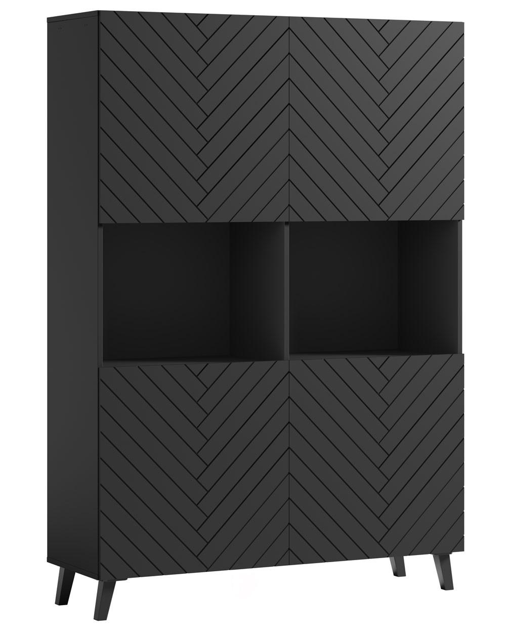 HIGHBOARD Phuket Graphit Schwarz, Fischgrätenmuster 120 / 39 / 168 cm - Graphitfarben/Schwarz, Holz/Holzwerkstoff (120/168/39cm) - Feldmann-Wohnen