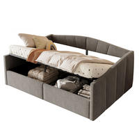 POLSTERBETT 140/200 cm mit hydraulischer Lagerung und Armlehnen in Grau - Dunkelgrau, Leder (140/200cm) - OKWISH