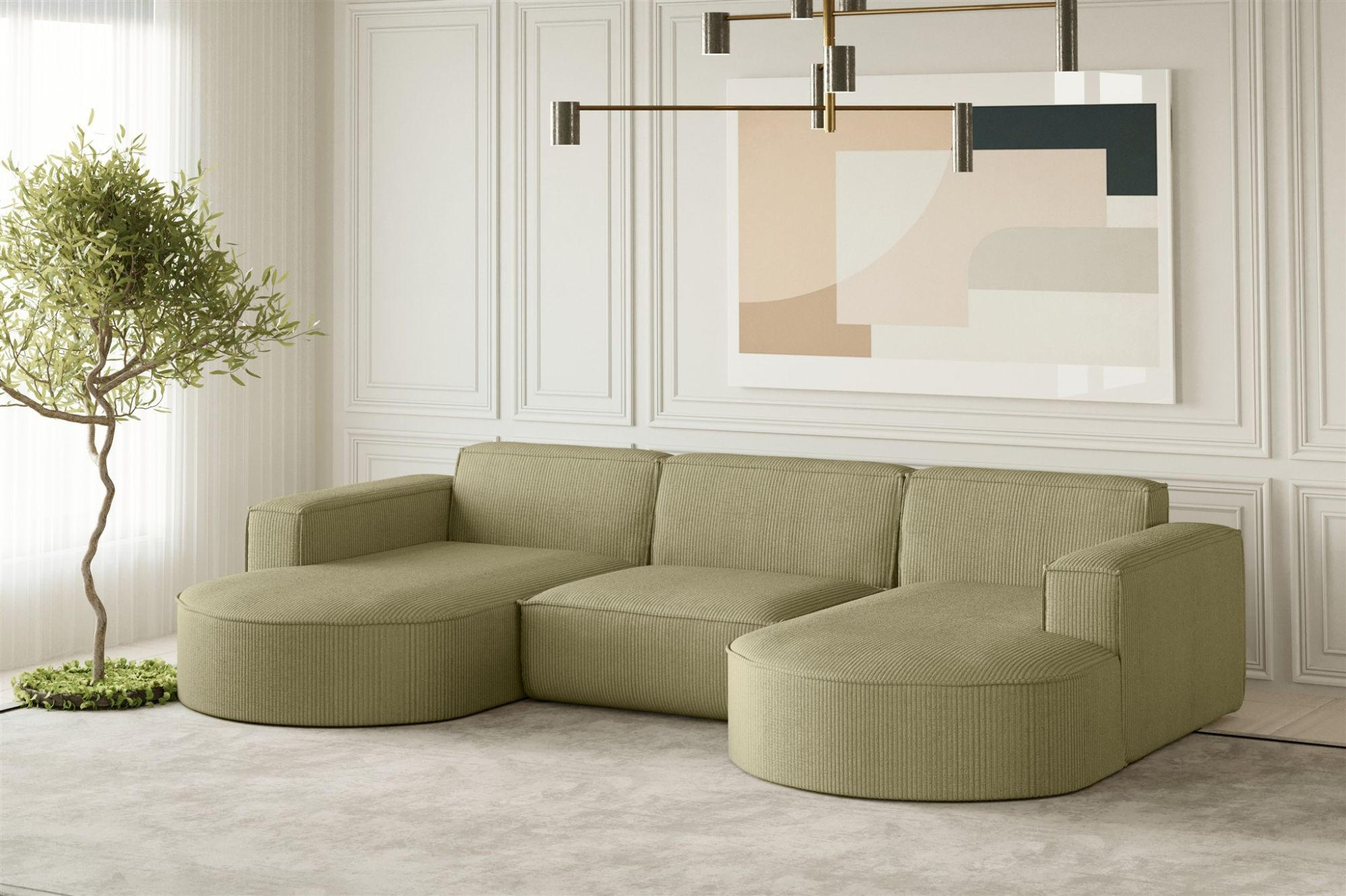 WOHNLANDSCHAFT Palma In Scala - Opal, Holzwerkstoff/Textil (299/78/165cm) - Fun Möbel