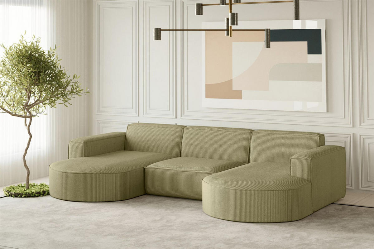 WOHNLANDSCHAFT Palma In Scala - Opal, Holzwerkstoff/Textil (299/78/165cm) - Fun Möbel