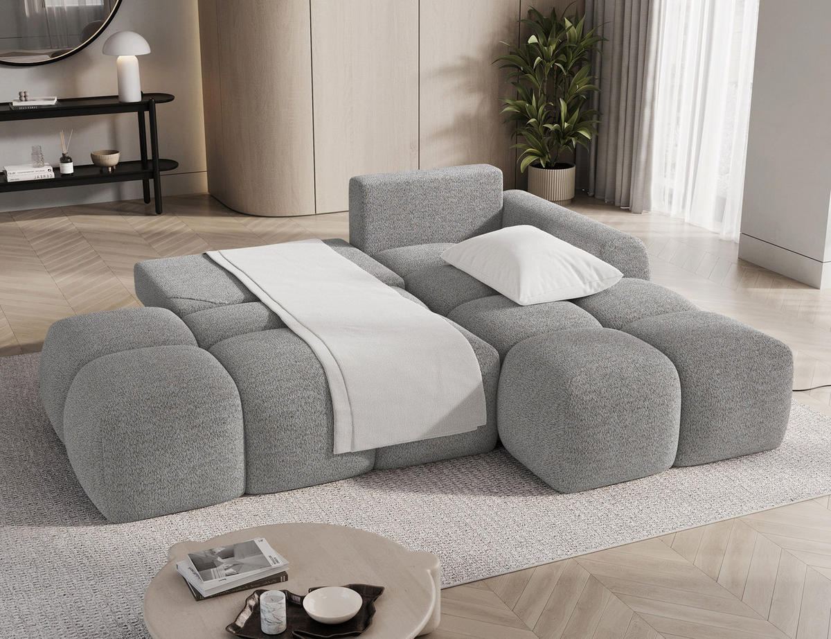 ECKSOFA VITTARIO mit Schlaffunktion & Bettkasten – Modernes L-Sofa 227 cm, inklusive Kissen - Grau, Kunststoff (227/95cm) - Wohnideebilder