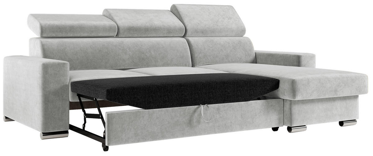 ECKSOFA FOX-L Hellgrau - Silberfarben/Hellgrau, Kunststoff/Textil (242/168cm) - MKS