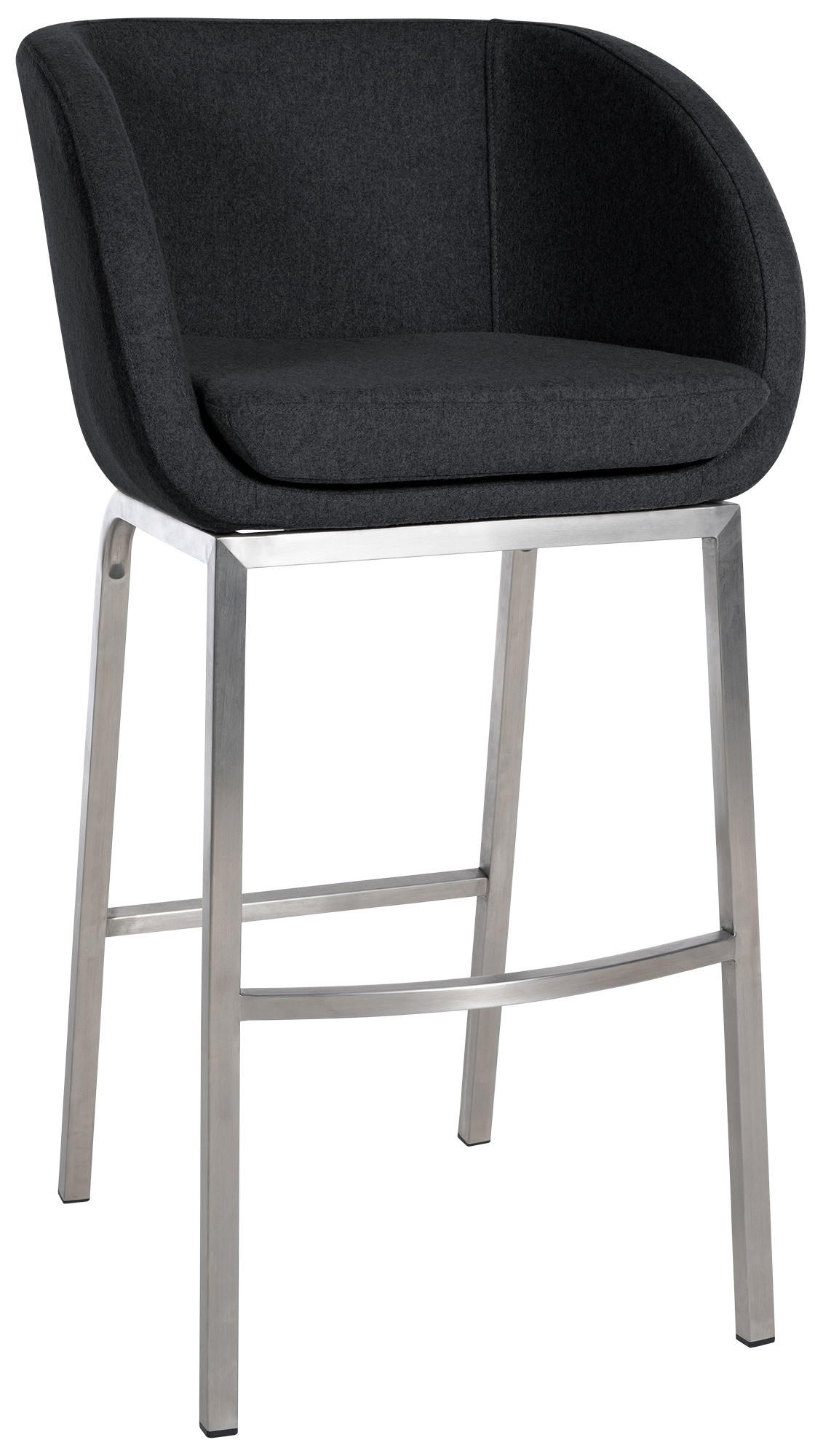 BARHOCKER Filz anthrazit - Edelstahlfarben/Anthrazit, Textil/Metall (58/107/54cm) - CLP