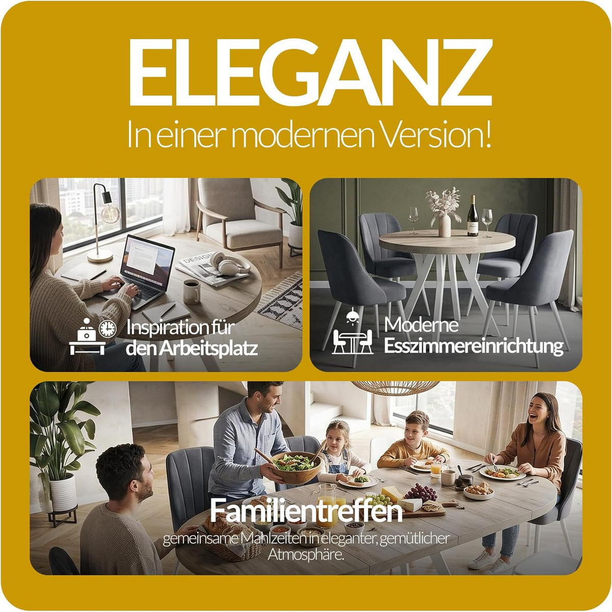 RUNDER Esstisch ausziehbar – Moderner Wohnzimmertisch und Küchentisch – Tisch mit Stabile Konstruktion, Durchmesser 110 cm - 210 cm - Farbe Lefkas - Dunkelbraun/Weiß, Holzwerkstoff (110/110/77cm) - Alpi-Möbel