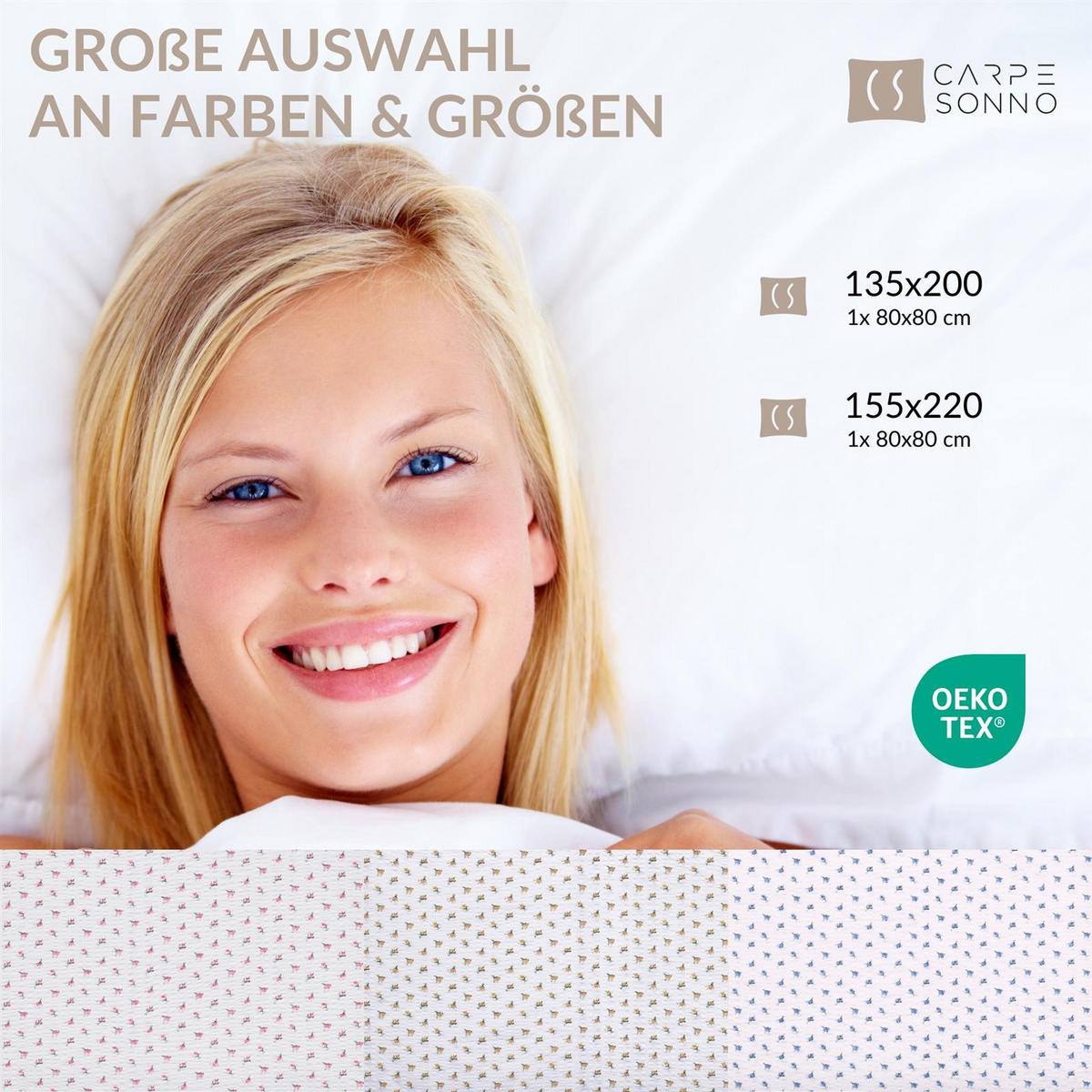 SEERSUCKER-BETTWÄSCHE 135x200 geblümt Sommer Bettbezug Bügelfrei aus 100% Baumwolle, Bettbezüge Blumen Rosen Muster Blau - Weiß, Textil (135/200cm) - Carpe Sonno