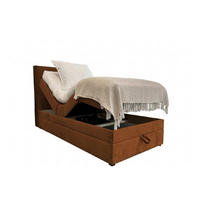 BOXBETT Sorrento - Elektrische Bett mit Matratze + Tooper, Kopfteil und Bettkasten - Stoffbezug Veloursstoff - 100x200 cm - Braun - Braun, Holzwerkstoff/Kunststoff (100/200cm) - Trada