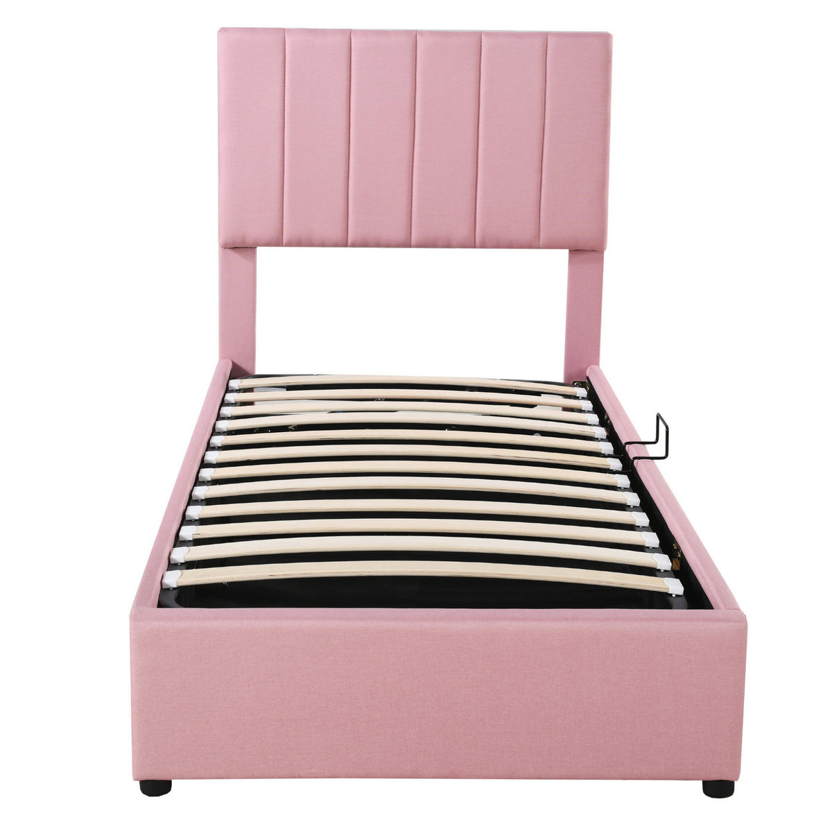 POLSTERBETT 90/200 cm Rosa aus Leinenstoff mit hydraulischem Stauraum - Pink, Textil (90/200cm) - OKMYHOME