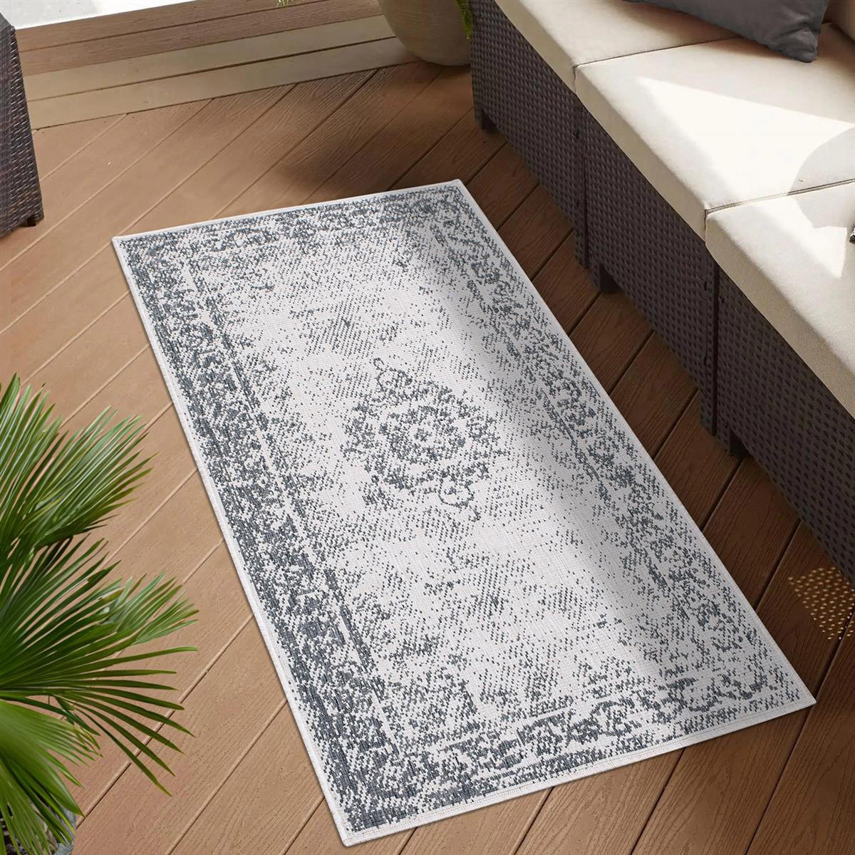 OUTDOOR-TEPPICH DuoRug 5577 Grau 80x150 cm - Grau, Textil (80/150cm) - carpet city
