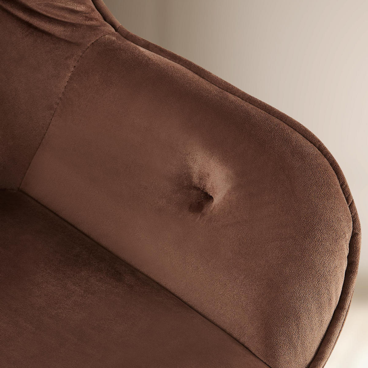 BESUCHERSTUHL Madrid Samt Braun - Braun, Textil (56/81/58cm) - DELUKE