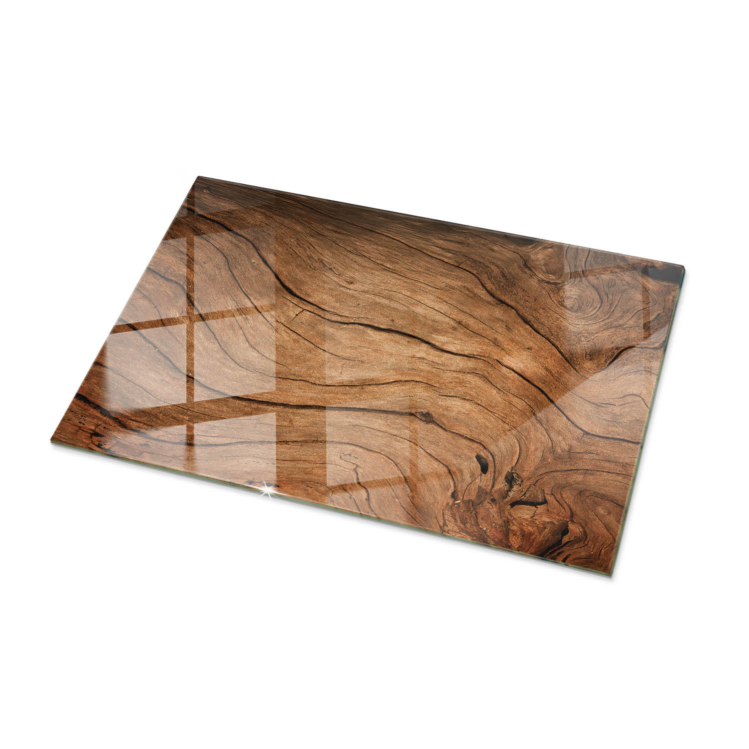 TISCHPLATTE 100x70 cm Naturholz Dekor - Hellbraun/Dunkelbraun, Glas (100/70/0.4cm) - TULUP