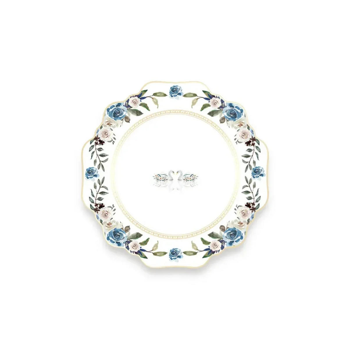 TELLERSET Blumengeschirr Bone China Weiß Gold 4tlg Ø30 Ø27 Ø20 Ø16 c - Roségold/Goldfarben, Keramik (30/2/2cm) - Quality Elegance