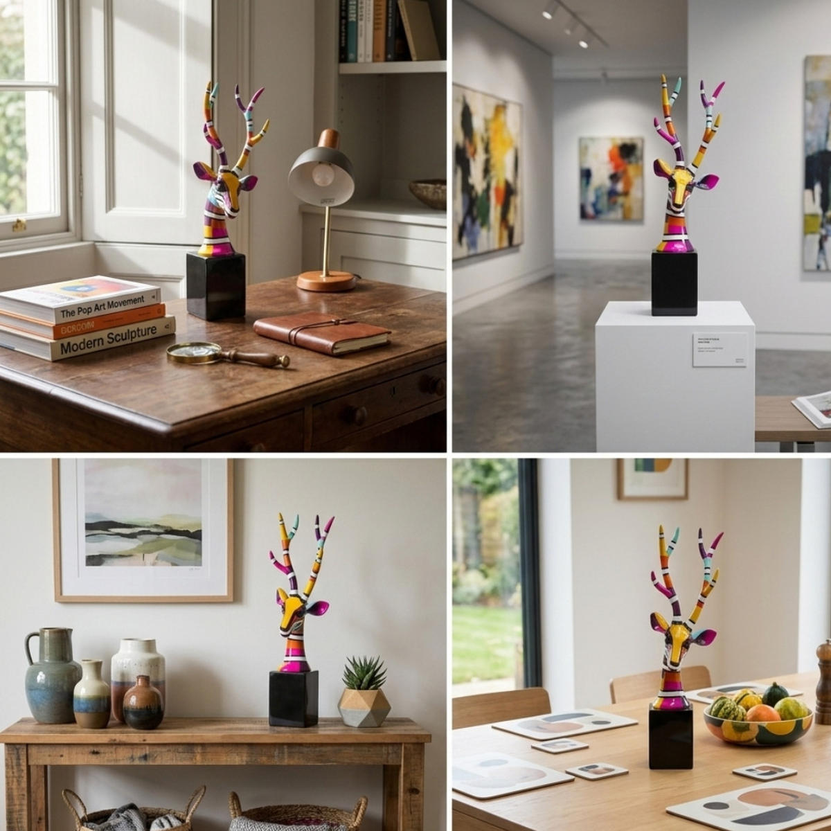 SKULPTUR Hirsch54 Bunt Handbemalt - Multicolor, Kunststoff (15/54/15cm) - JUNG