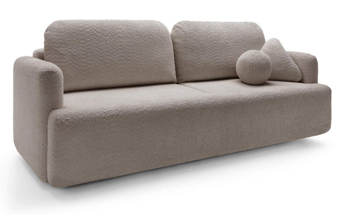 SCHLAFSOFA Lambina Dunkelbeige Boucle - Schwarz/Mokka, Kunststoff/Textil (227/92/104cm) - Selsey