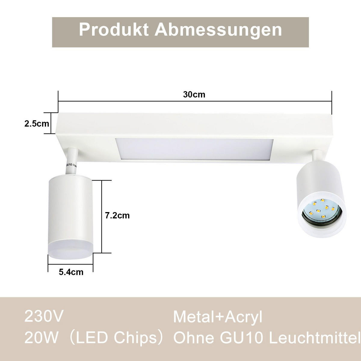 STRAHLER Bielefeld 2-flammig 34/8/16.9 cm - Weiß, Metall (34/8/16.9cm) - Nettlife