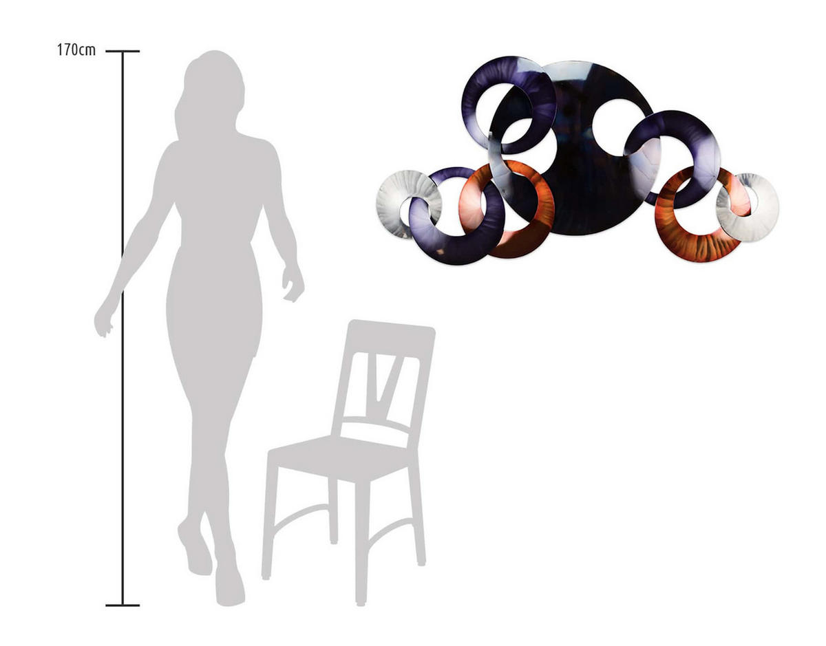 WANDDEKO Kupfer 125/65 cm - Blau/Kupferfarben, Metall (3.42/65/8cm) - KUNSTLOFT