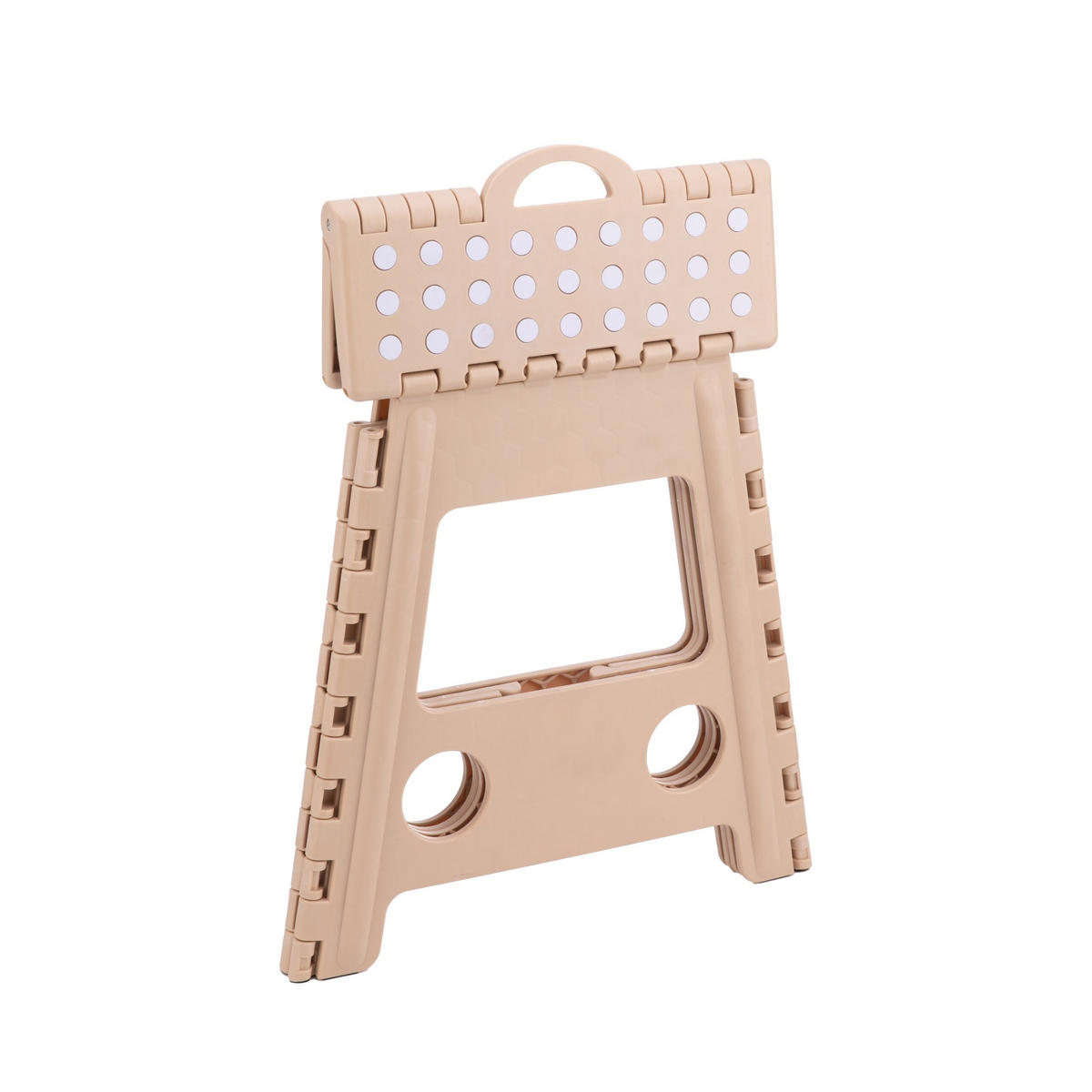 KLAPPHOCKER - Beige, Kunststoff/Textil (39/39/32cm) - Relaxdays