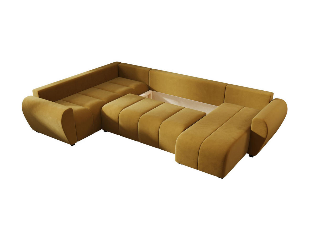 WOHNLANDSCHAFT MOLISA U PLUS Itaka 33 Rechts mit Schlaffunktion - Currygelb, Textil (303/82/208cm) - Bedante