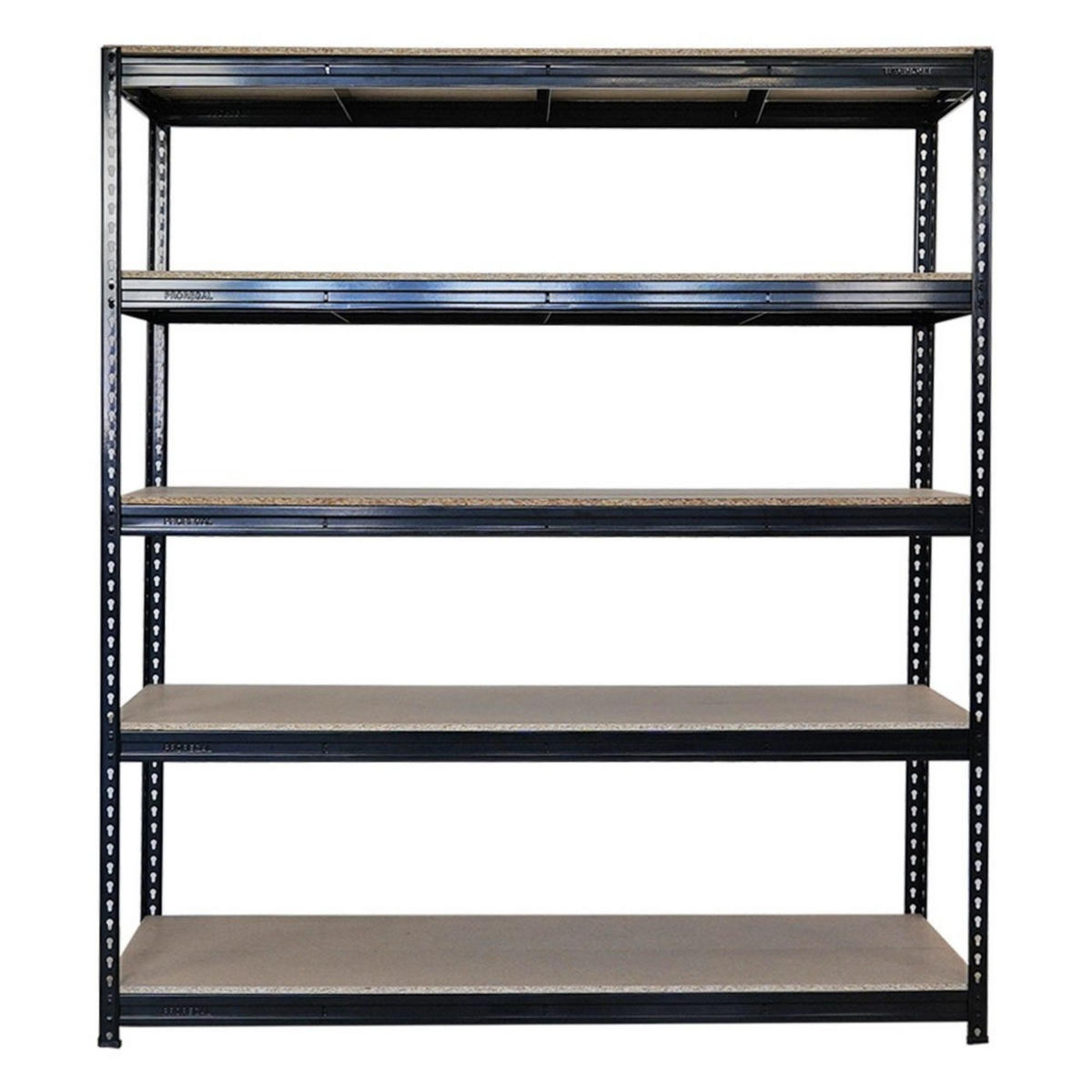 SCHWERLASTREGAL Bison 200x200x60 cm 5 Spanplatten-Ebenen 16mm Fachlast 600 kg Schwarz - Schwarz, Metall (200/200/60cm) - PROREGAL