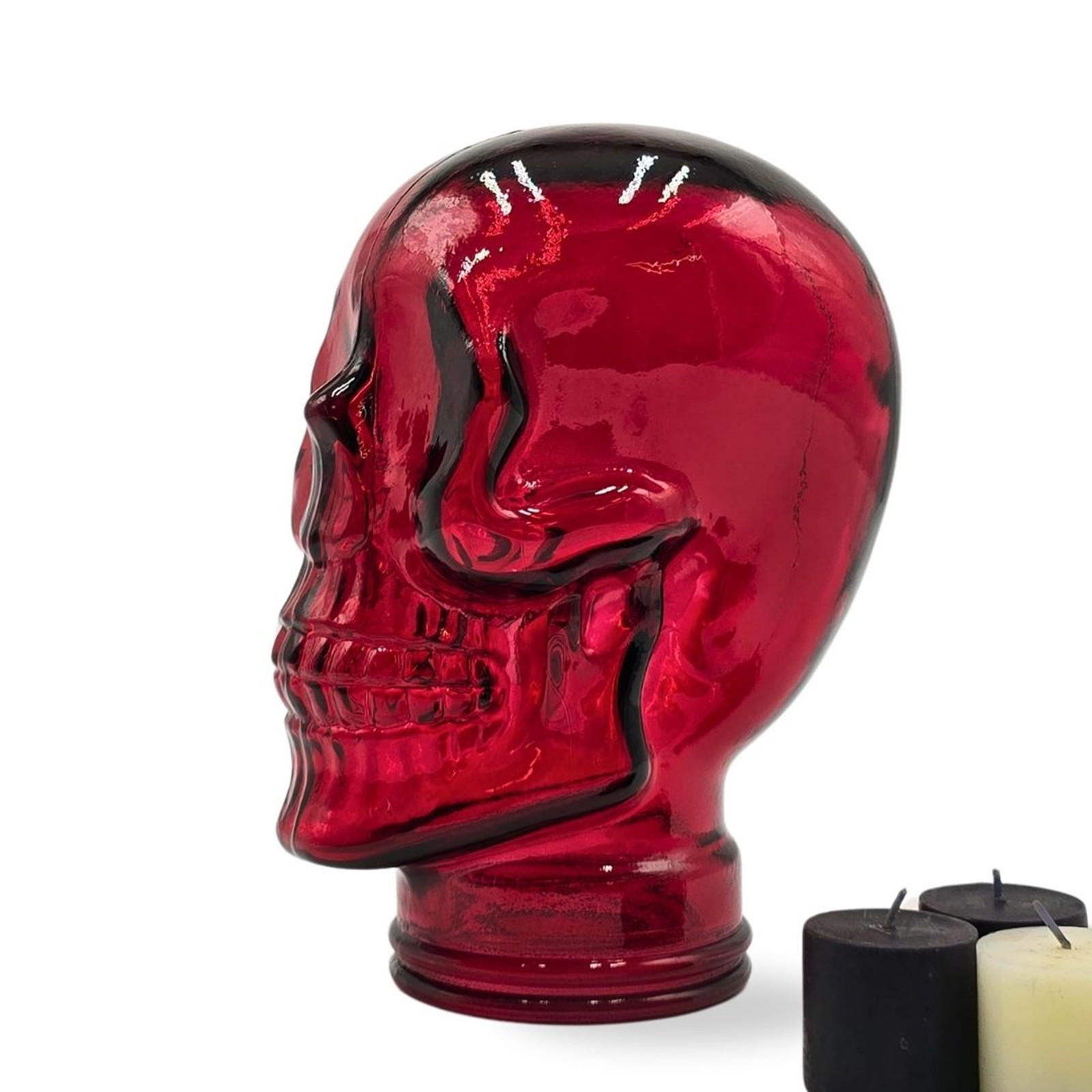 KOPFHÖRERSTÄNDER TOTENKOPF Glas T12 rot - Rot, Glas (19/26/19cm) - DESIGN DELIGHTS