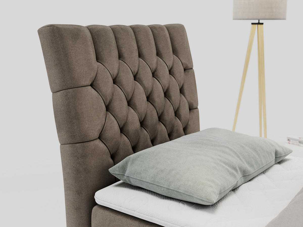 BOXBETT MILEN 90/200 Braun Velvet - H3 - Links Seite - Braun, Holz/Textil (90/200cm) - MKS