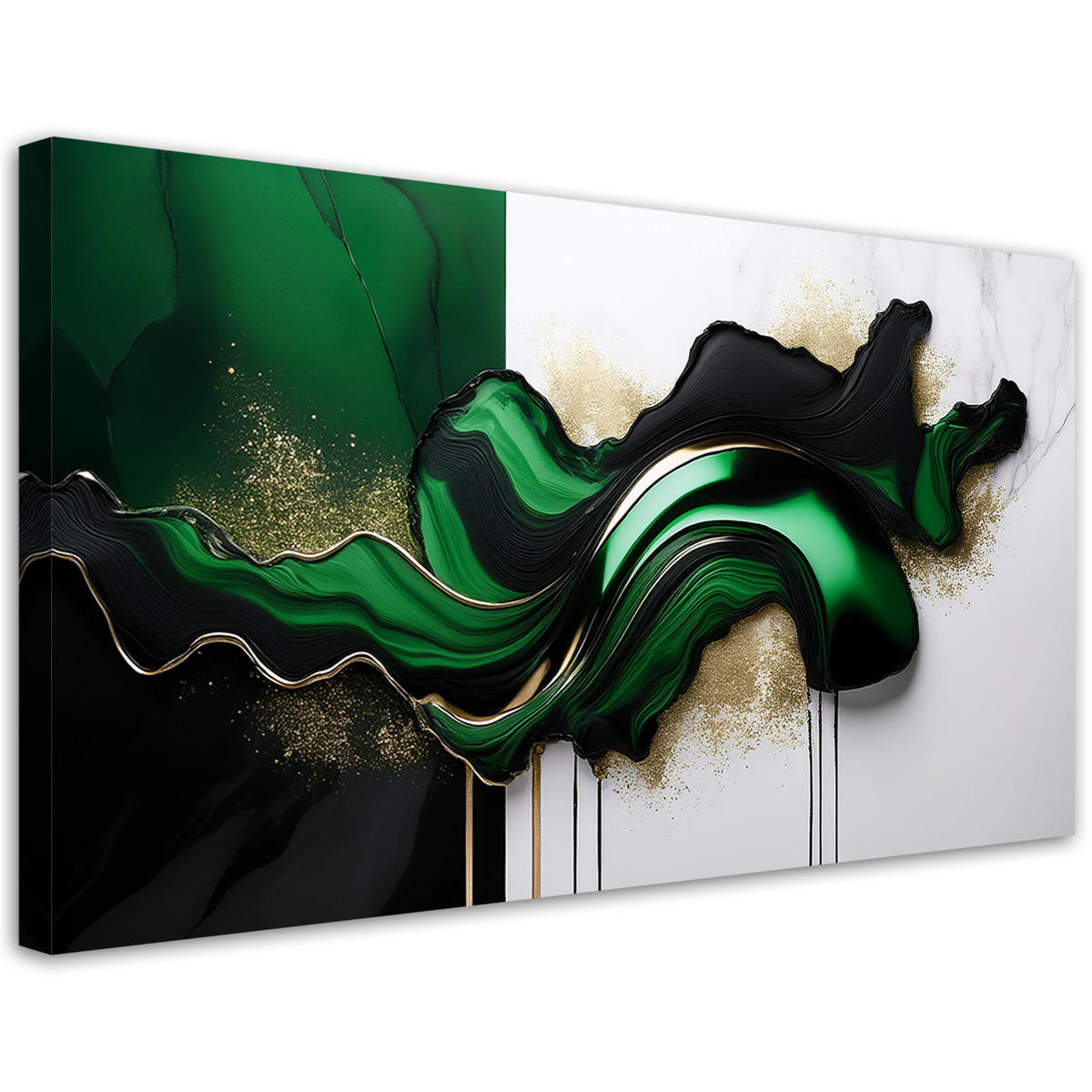 LEINWANDBILD Grüne moderne Abstraktion mit Gold 120x60cm - Grün, Textil (120/60cm) - Feeby