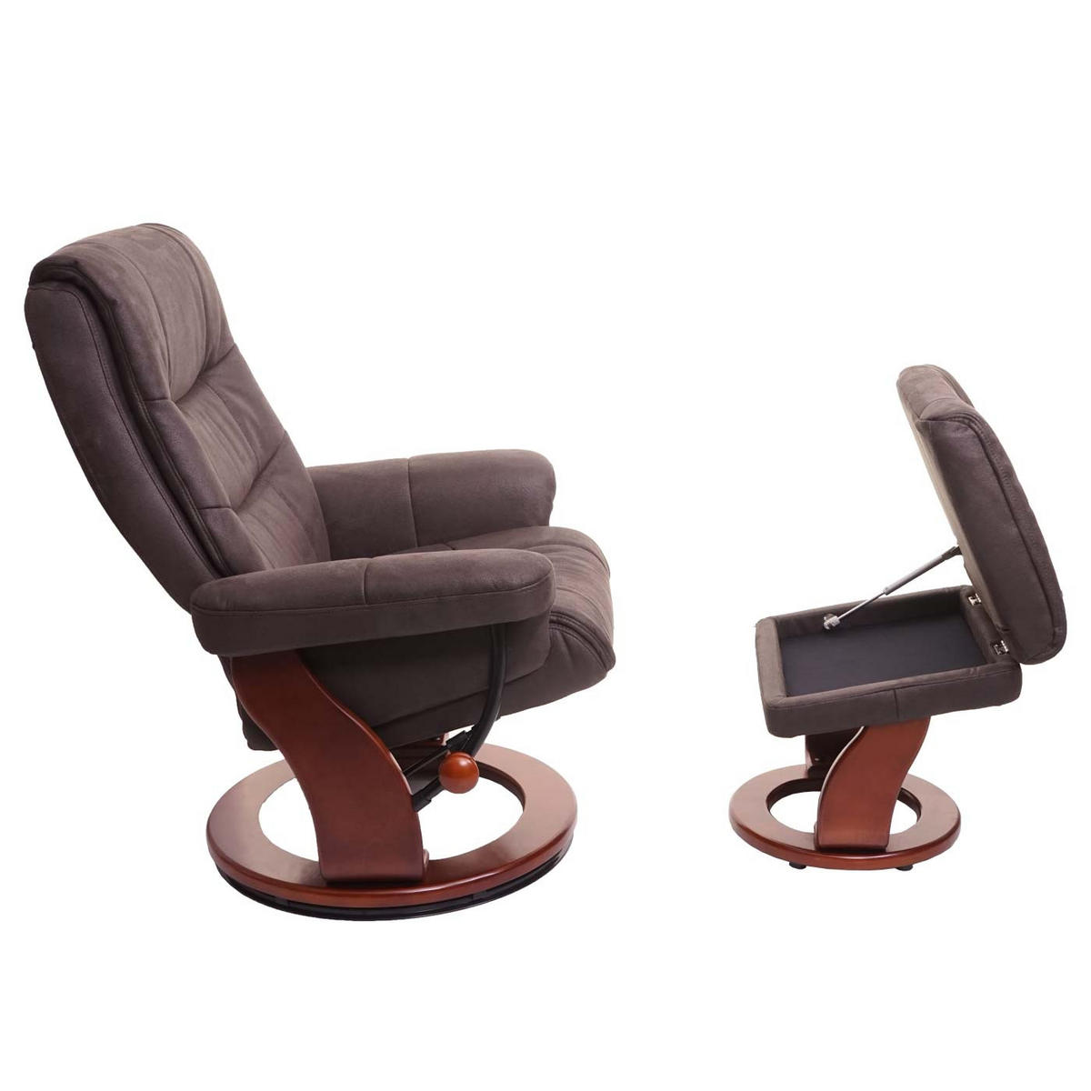 RELAXSESSEL MIT HOCKER Schwarz, Braun - Schwarz/Braun, Textil (81/105/92cm) - MCA