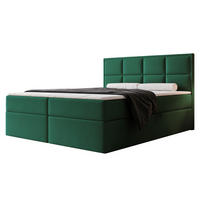 BOXBETT TIOLI 140x200 cm Flaschengrün (Stoff Magic Velvet) - mit Bettkasten, Bonellmatratze und Paneel-Kopfteil - Dunkelgrün, Holzwerkstoff/Textil (140/200cm) - Ravio