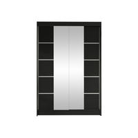SCHWEBETÜRENSCHRANK Lino V - Schwarz, Holzwerkstoff/Metall (120/200/58cm) - MIRJAN24
