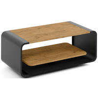 COUCHTISCH Sora in Lancelot Eiche mit abgerundetem schwarzem Metallgestell 100/50/41 cm - Eichefarben/Schwarz, Holzwerkstoff (50/100/41cm) - WFL GROUP