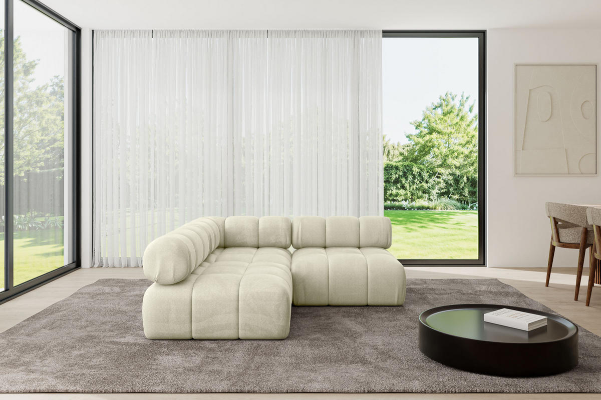 ECKSOFA modulares Sofa Samaro-L1 - 190x190x70 cm Beige Velours - Beige, Holzwerkstoff/Textil (190/190cm) - ALTDECOR