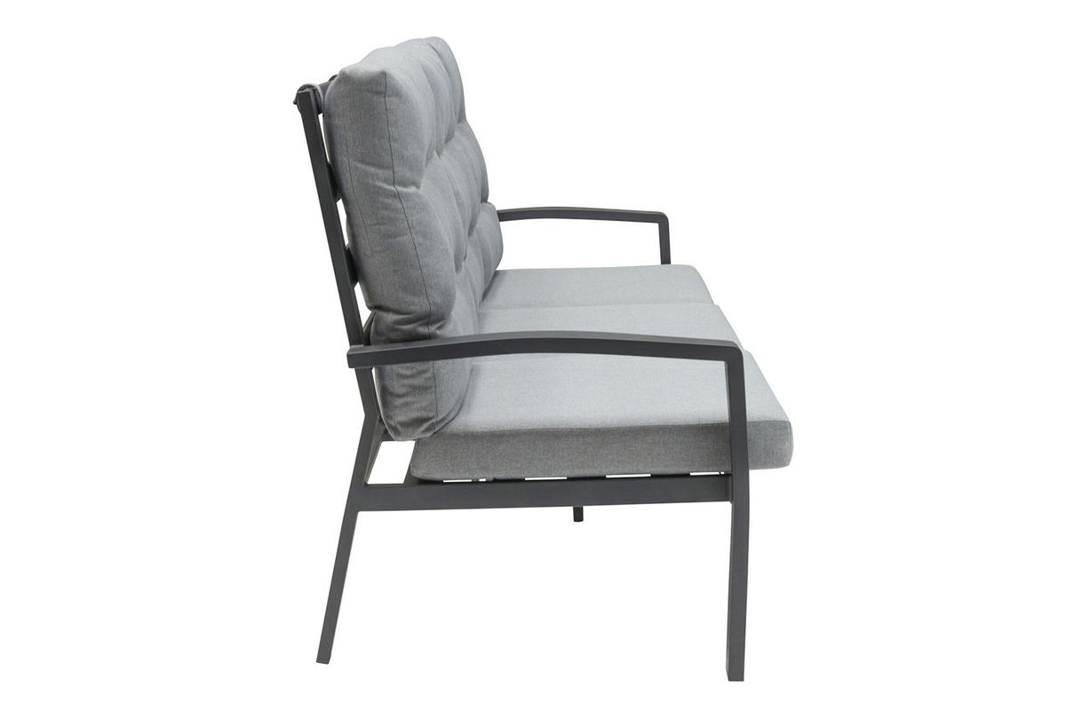 LOUNGESOFA Burundi 210x85x109 cm, Metall, Anthrazit - Anthrazit/Grau, Metall (210/109/85cm) - dasmöbelwerk