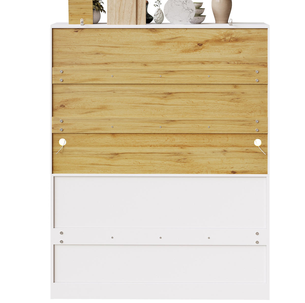 BUFFET 140/40/175 cm aus MDF mit LED-Beleuchtung Weiß - Weiß, Holzwerkstoff (140/175/40cm) - Modenvie