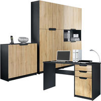BÜROMÖBELSET Logan Fronten in Eiche Natur - Eichefarben, Holzwerkstoff (246/185/60cm) - Vladon