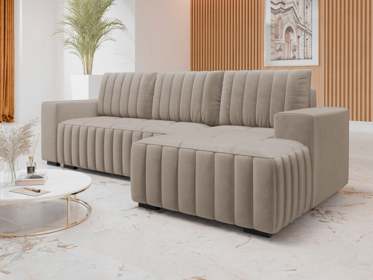 COLTAR Hugo, Dreapta - maro închis/maro deschis, material textil/lemn (140/240cm)