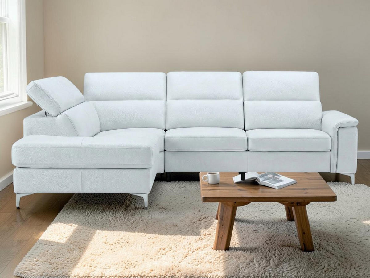 ECKSOFA Avenger Echtleder Weiß - Weiß, Leder/Metall (224/81/271cm)