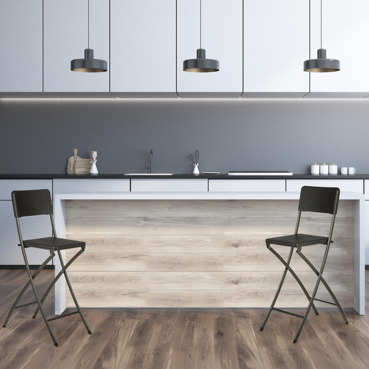 2XBARHOCKER - Schwarz, Kunststoff/Metall (44/115/63cm) - Relaxdays