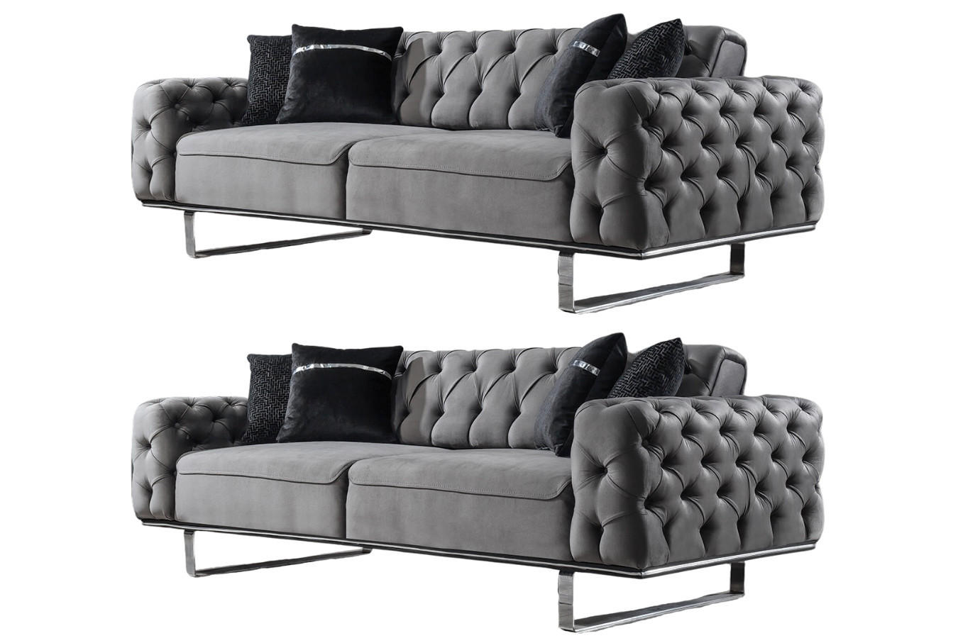 SITZGARNITUR Roma Grau Stellvariante:2+2 - Grau, Holz (180/81/103cm) - Villa Möbel