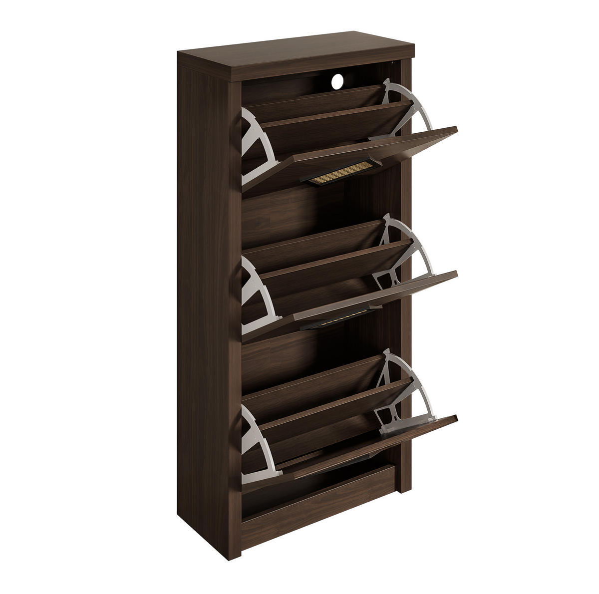 SCHUHSCHRANK 54/25/115 cm mit 3 Klappfächern und Rattan-Dekor aus Spanplatte, Dunkelbraun in Holzoptik - Naturfarben, Holzwerkstoff (54/115/25cm) - Redom