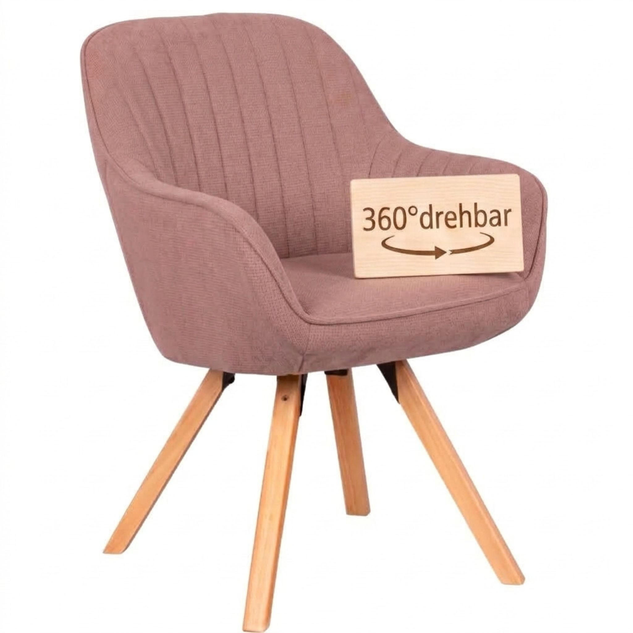 ESSZIMMERSTUHL Matera, drehbar - Beige/Altrosa, Naturmaterialien/Textil (59/84/61cm) - Mr. Deko