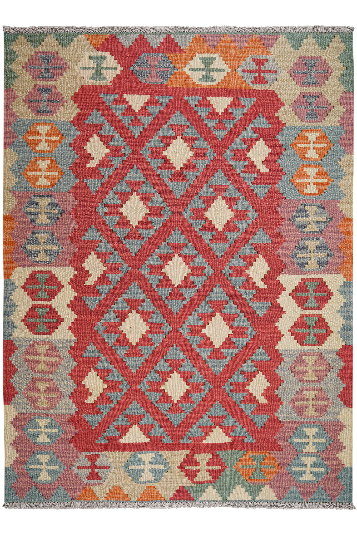 HANDWEBTEPPICH Kelim Gashgai Rot 211/156 cm Schurwolle - Rot, Textil (156/211cm) - Looma