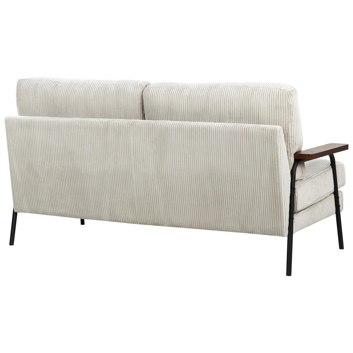 3-SITZER-SOFA Cord hellgrau Akranes - Dunkelbraun/Schwarz, Textil (181/89/80cm) - Beliani