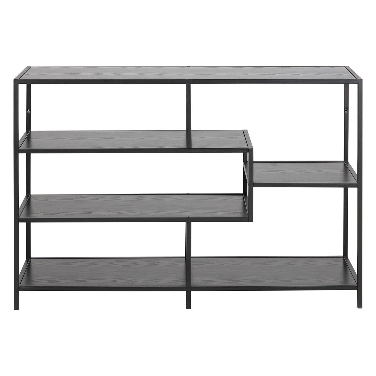 KONSOLE Industrial Style Schwarzes Metall Holz L114 TRESCA - Schwarz, Holz (114/35/78cm) - Miliboo
