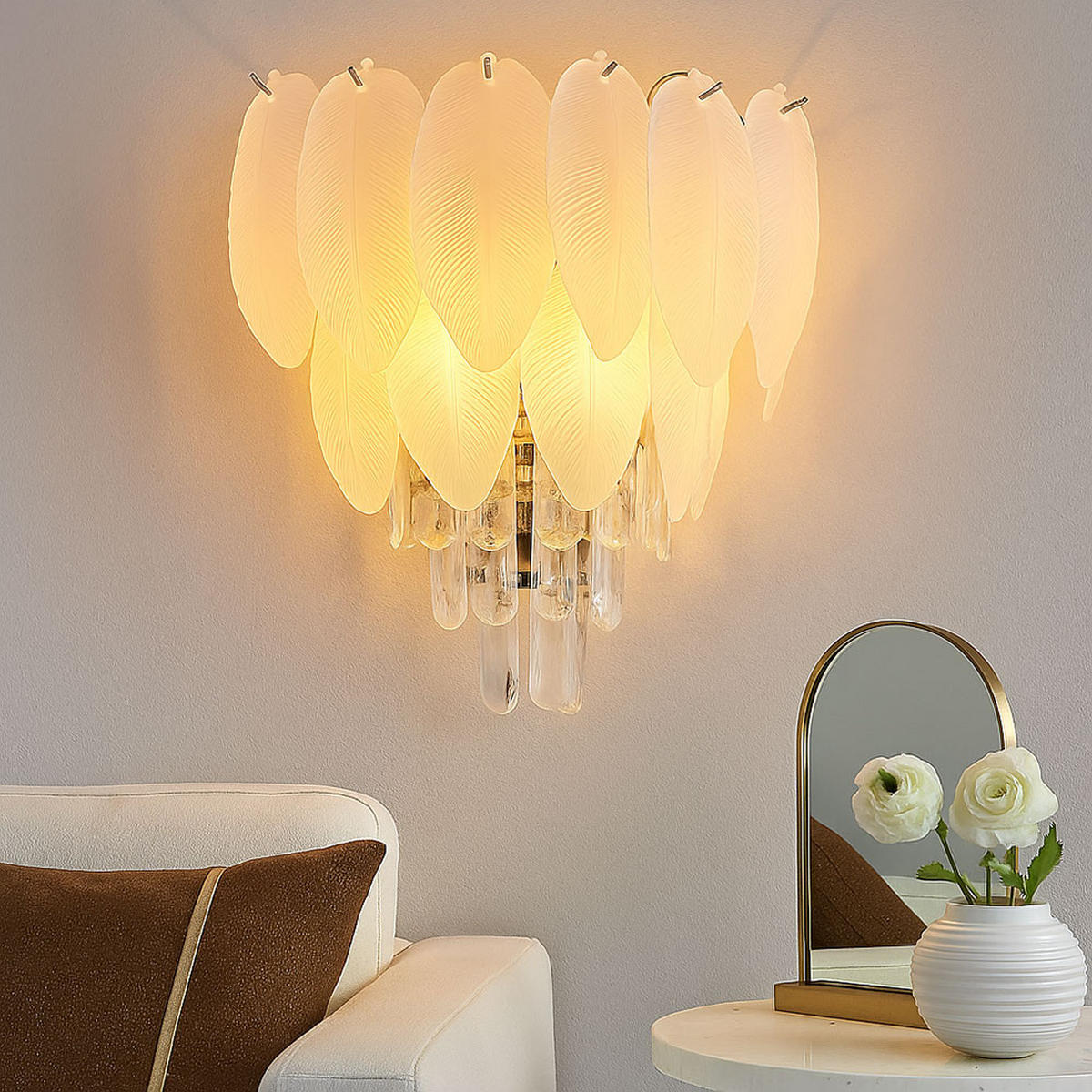 LED WANDLEUCHTE verchromt Weiß - Weiß, Metall (35.5/40/20.5cm) - Globo Lighting