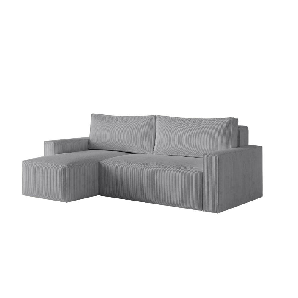 ECKSOFA LIVIO S mit Schlaffunktion, universell montierbar - POSO 55 - Grau, Holz (230/142cm) - Dekori_Interiors