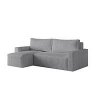 ECKSOFA LIVIO S mit Schlaffunktion, universell montierbar - POSO 55 - Grau, Holz (230/142cm) - Dekori_Interiors