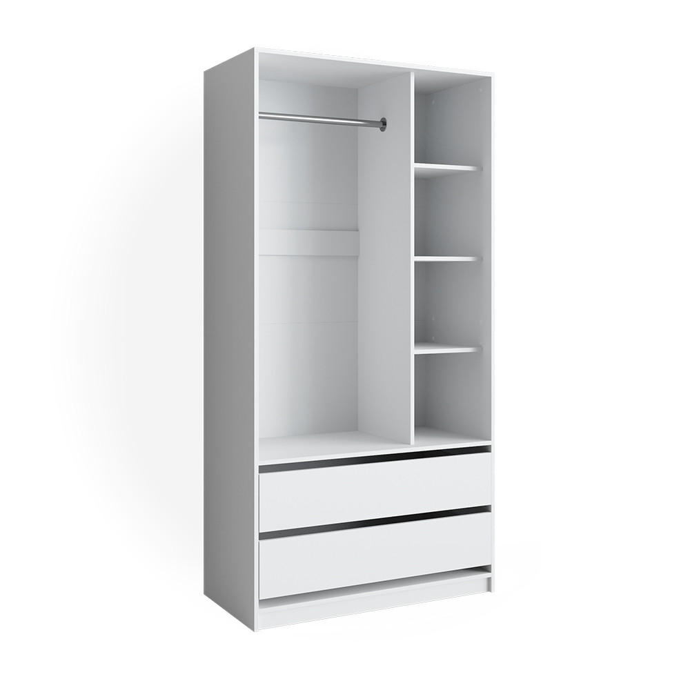 KLEIDERSCHRANK Elmo Weiß 100 x 200 cm mit 2 Schubladen - Weiß, Holzwerkstoff (100/200/50cm) - Vicco