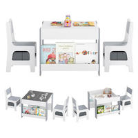 KINDERTISCH mit Stuhl grau(3-tlg) - Grau, Holzwerkstoff (61.5/48/61.5cm) - COSTWAY