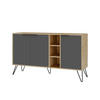 SIDEBOARD 3 Nischen und 3 Türen L142 cm - Clara - Anthrazit, Holzwerkstoff (35.6/83/142cm) - Calicosy