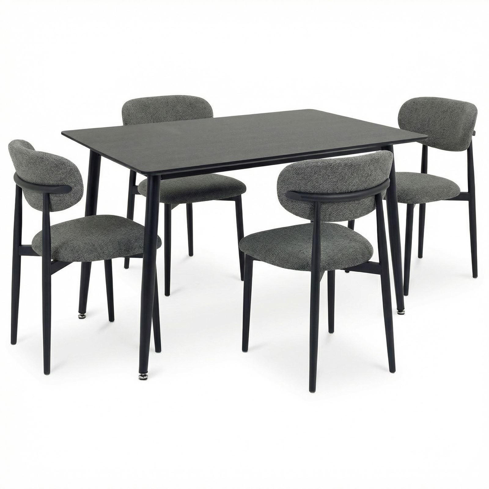 ESSGRUPPE NORA AZUL 5er Set schwarz - Schwarz, Holzwerkstoff/Metall - IDIMEX